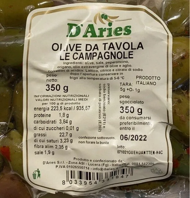 Olive da tavola le campagnole