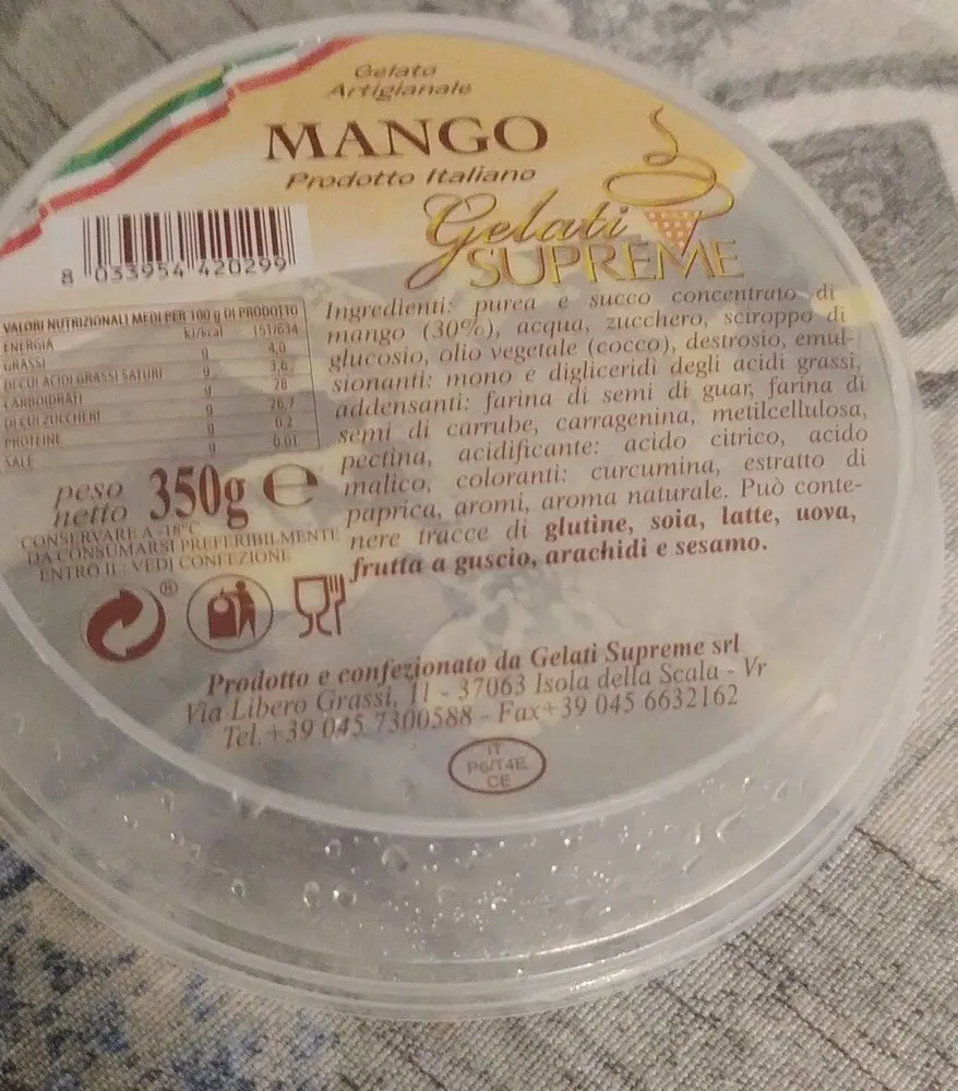 Gelato artigianale al gusto mango