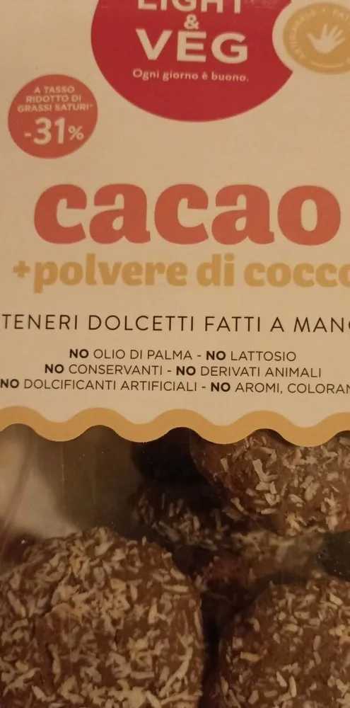 Dolcetto cacao e polvere di cocco