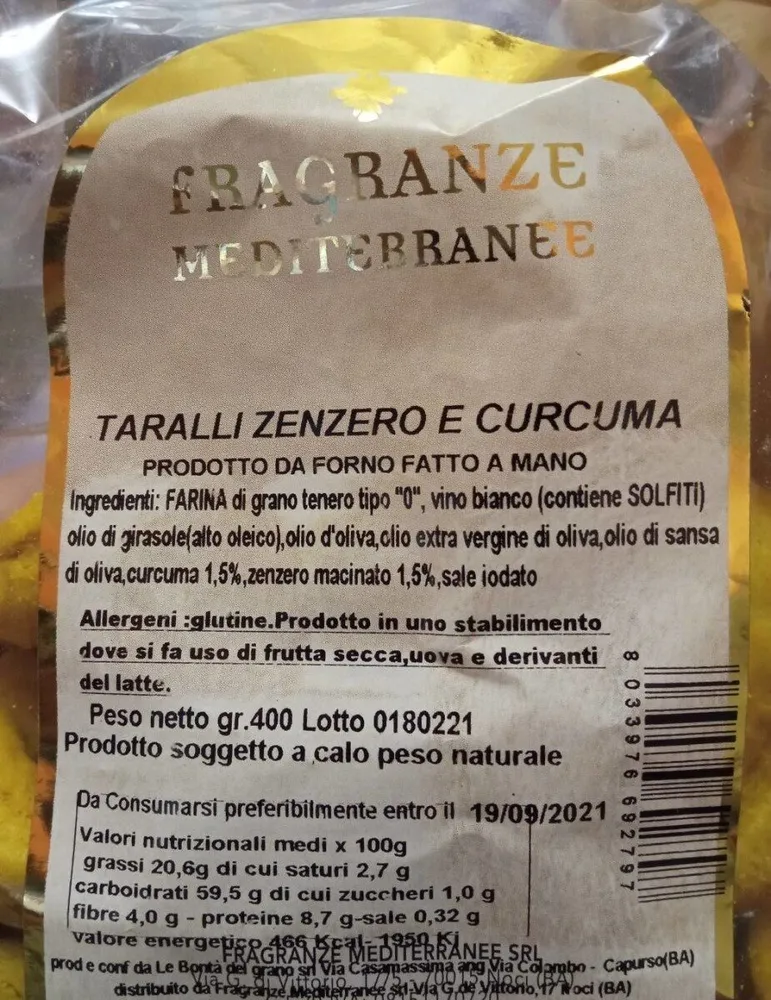 Taralli zenzero e curcuma