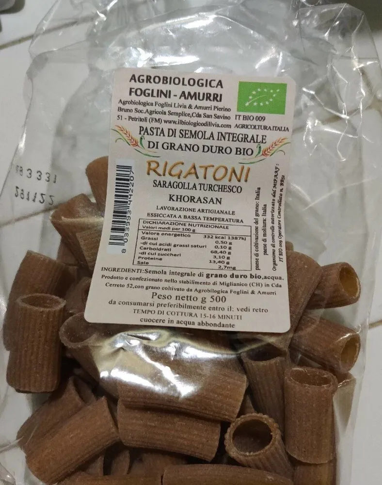 Pasta di semola integrale di grano duro