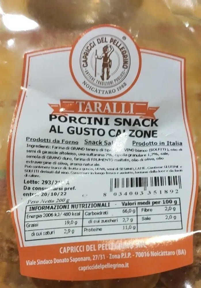 Taralli porcini snack al gusto calzone