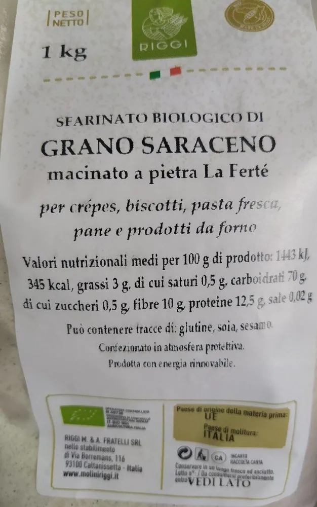 Sfarinato Biologico di GRANO SARACENO