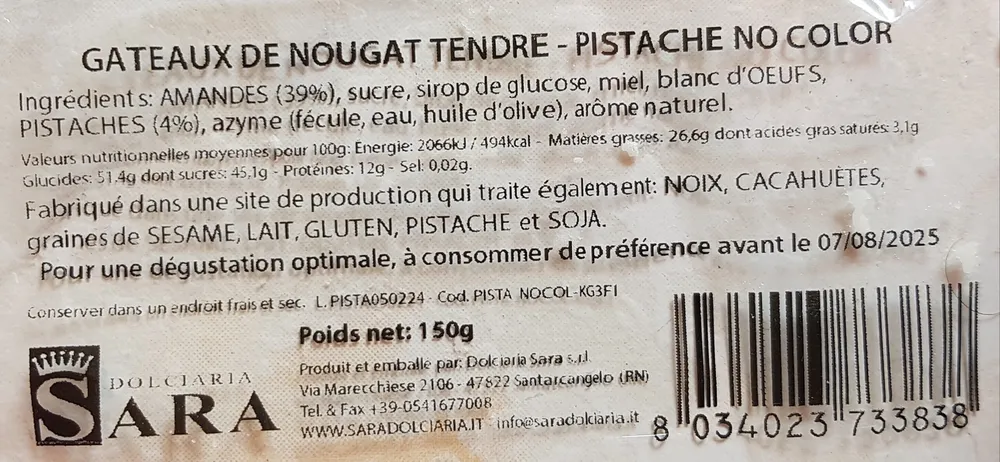 Gâteaux de Nougat tendre - Pistache no color