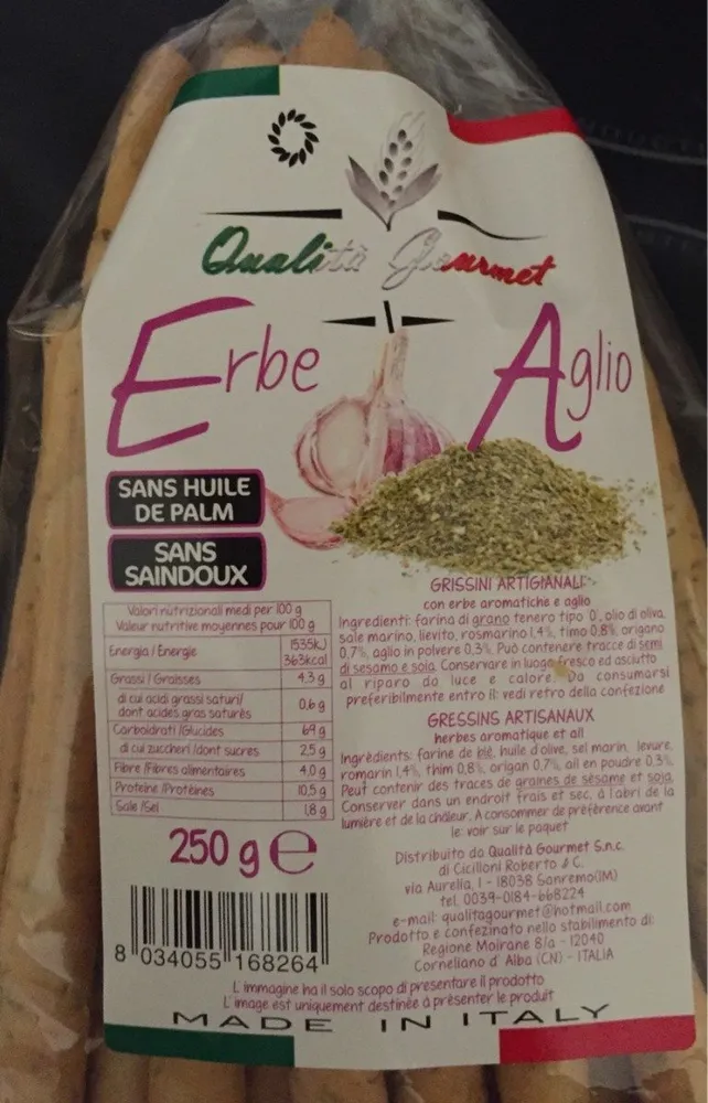 Gressins artisanaux aux herbes aromatiques et à l'ail