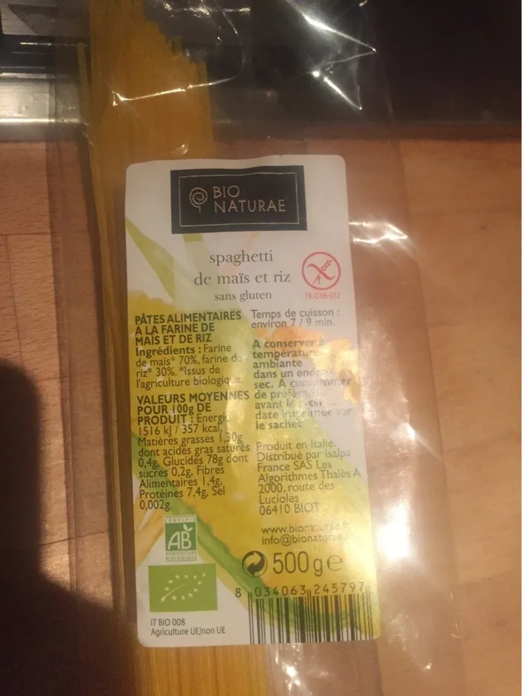 Spaghetti mais et riz