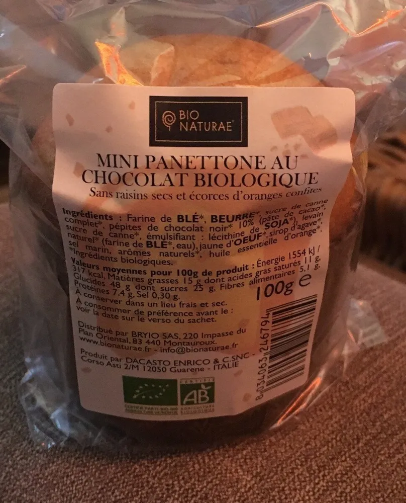 Mini panettone au chocolat biologique