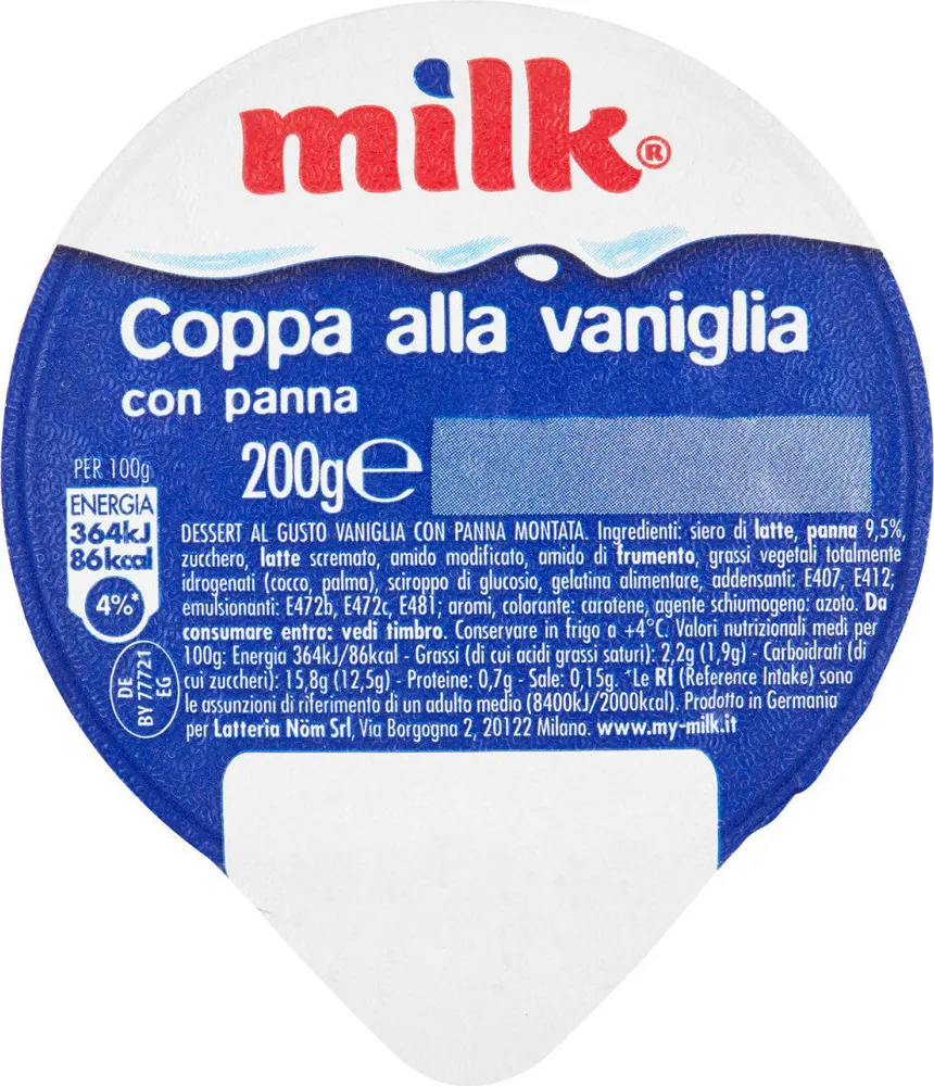 Coppa alla vaniglia con panna