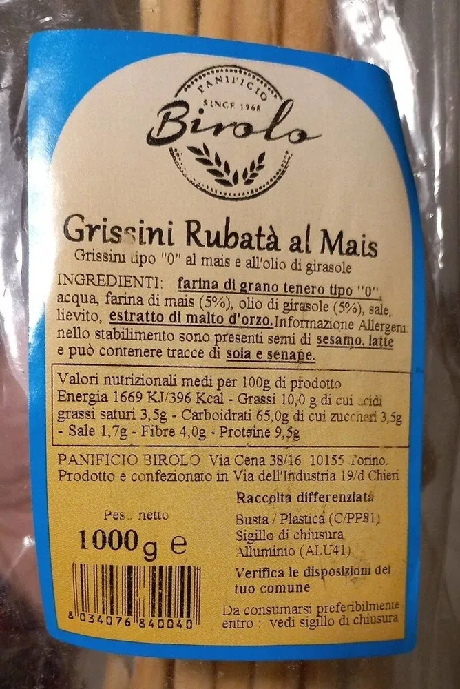 Grissini Rubatà al mais