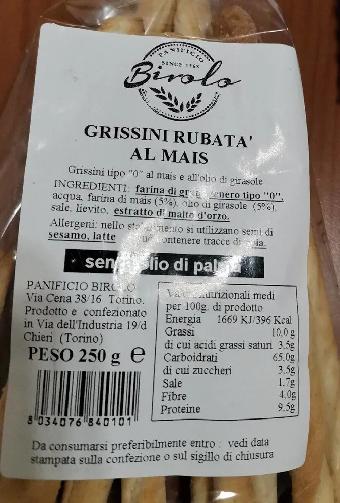 Grissini rubatà al mais