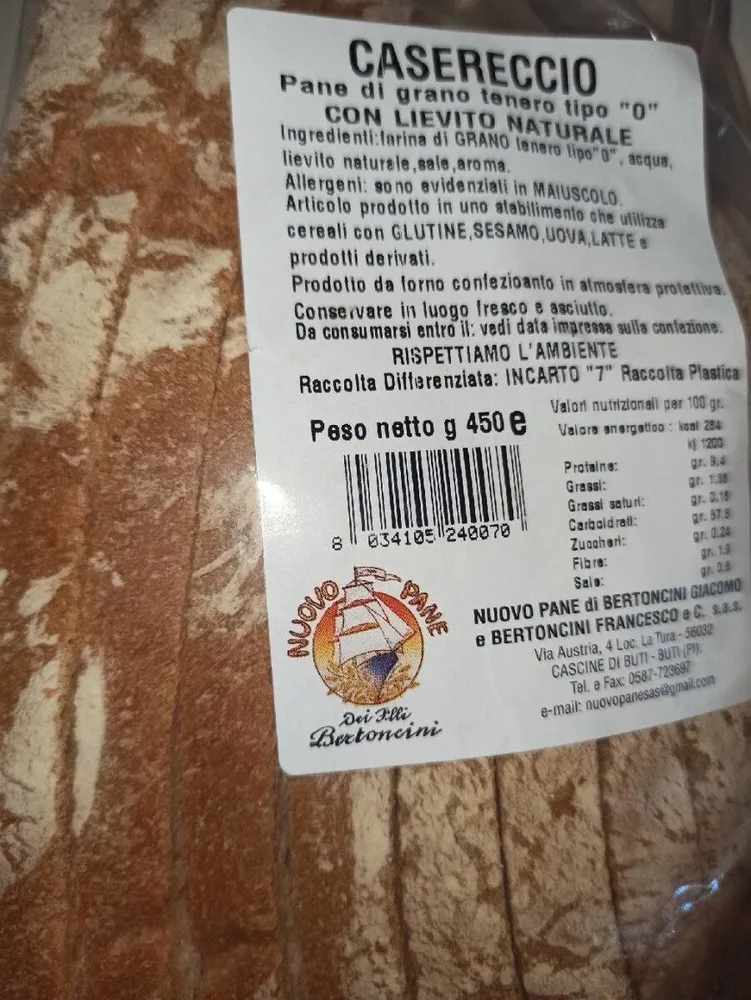 Pane di grano tenero tipo 0 con lievito naturale