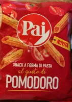 Snack a forma di pasta al gusto di pomodoro