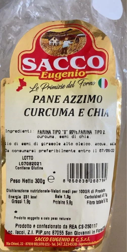 Pane azzimo curcuma e chia