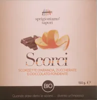 Scorzette d'arancia zuccherate e cioccolato fondente