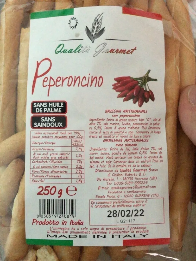 Gressins artisanaux avec piment