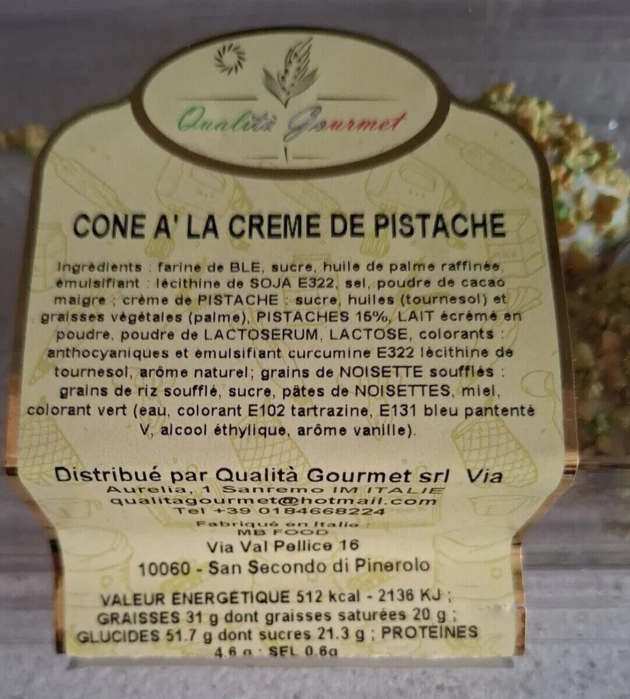 Cone à la crème de pistache