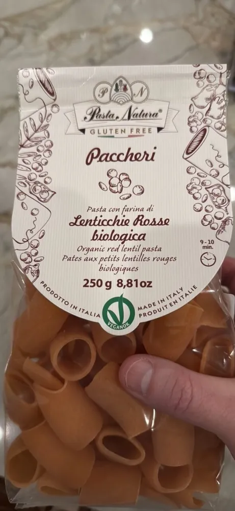 Paccheri - Pasta con farina di Lenticchie Rosse biologica