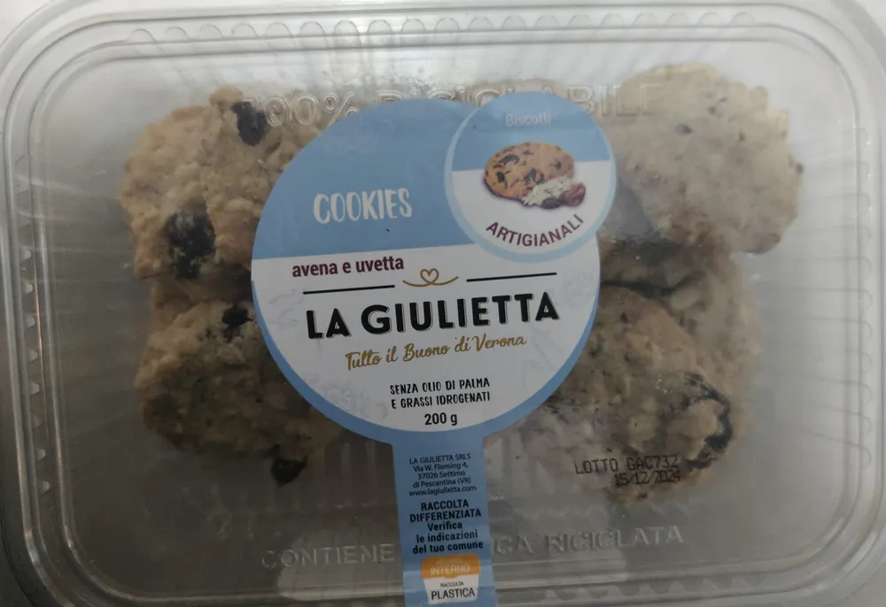 Cookies avena e uvetta