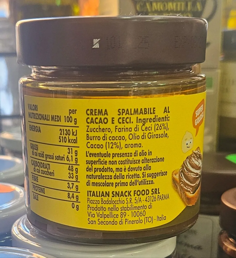 Crema spalmabile al cacao e ceci