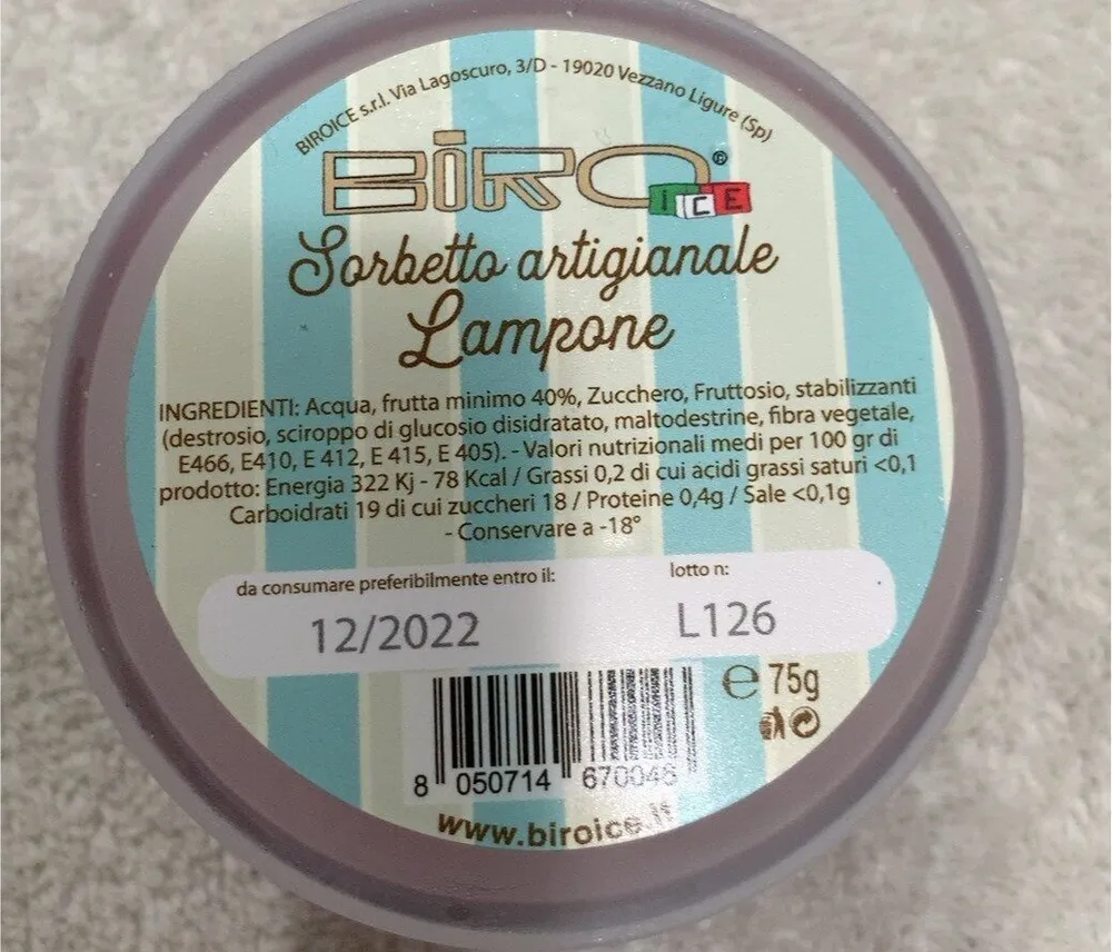 Sorbetto artigianale al lampone