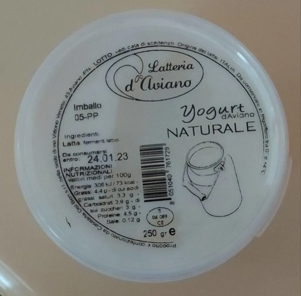 Yogurt naturale d'Aviano