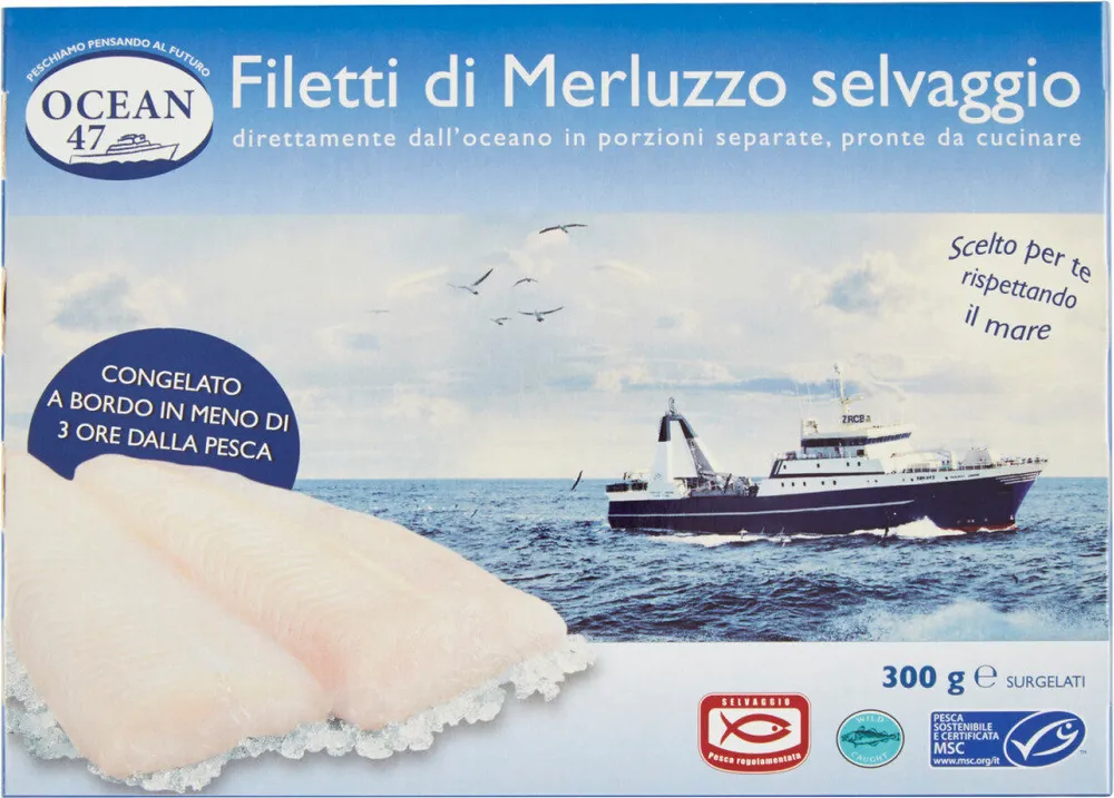 Filetti di merluzzo selvaggio surgelati