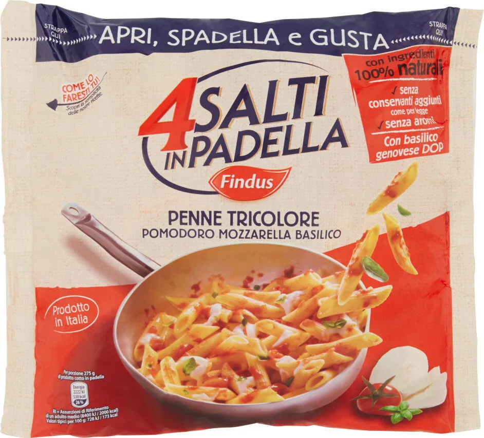Findus penne tricolore pomodoro mozzarella basilico