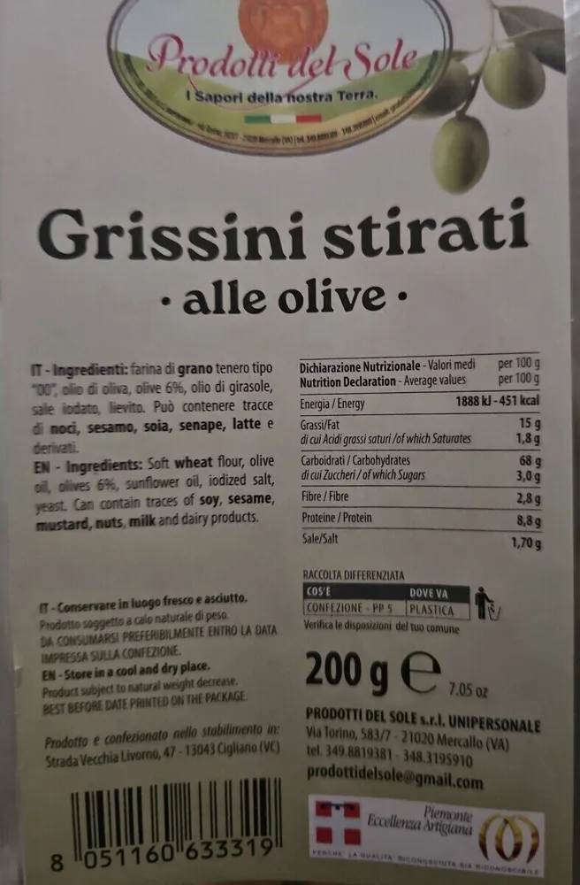Grissini stirati alle olive