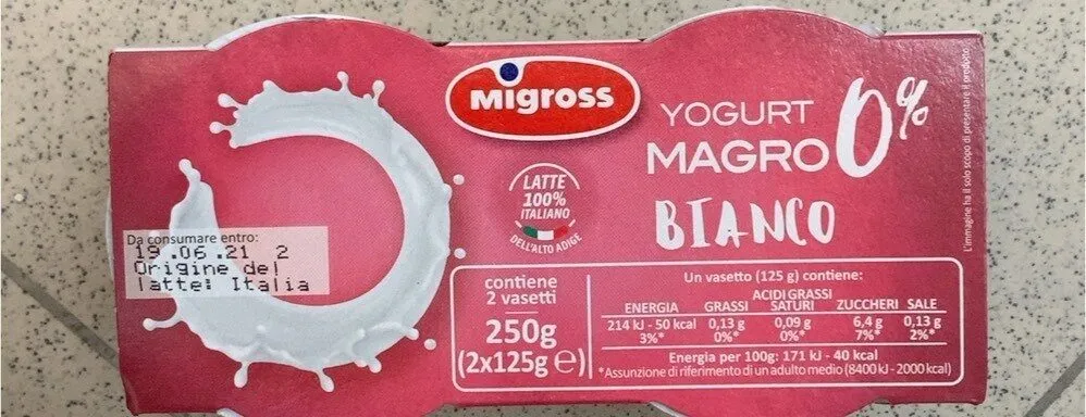 Yogurt bianco magro 0%