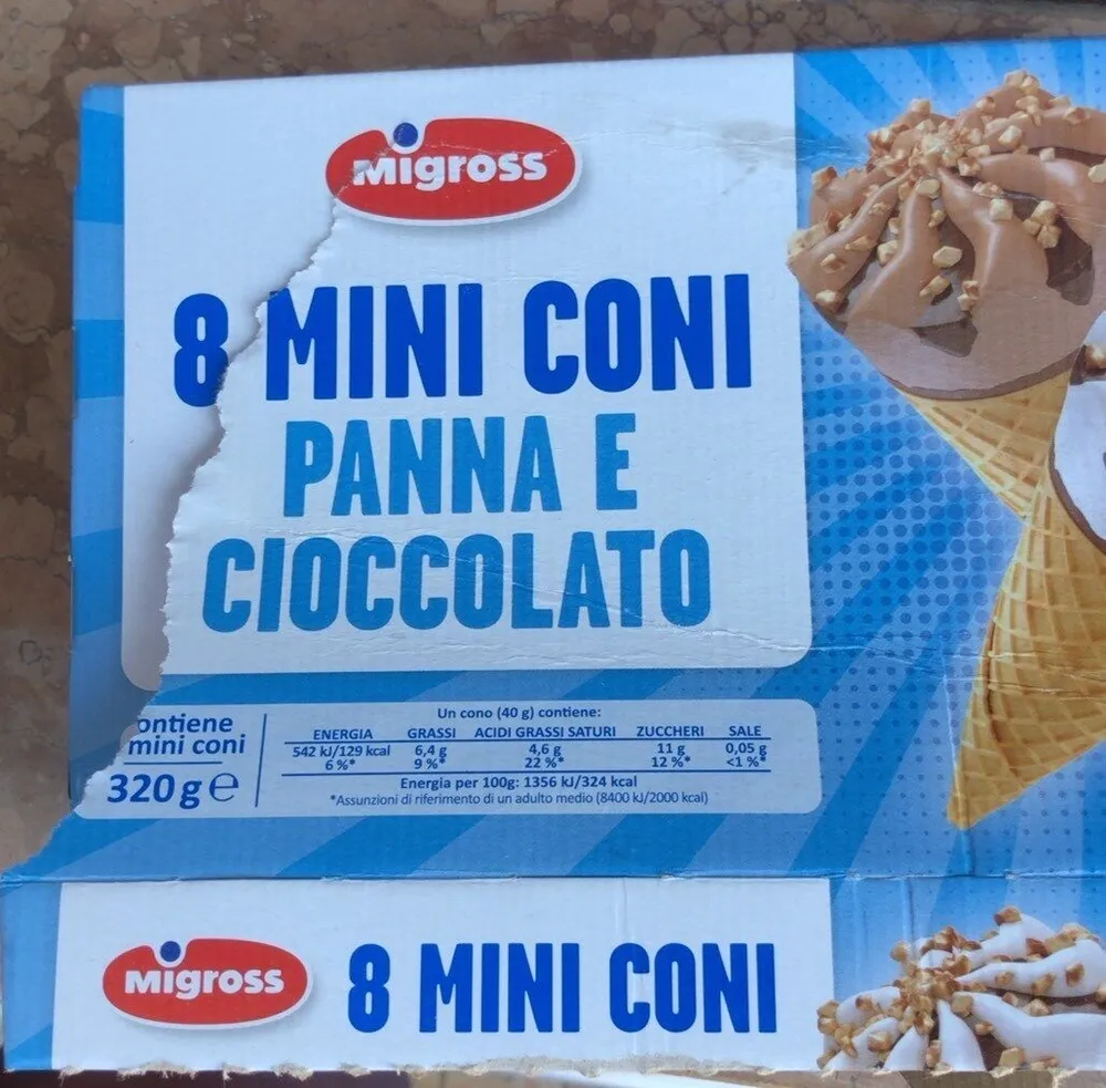 Mini coni panna e cioccolato