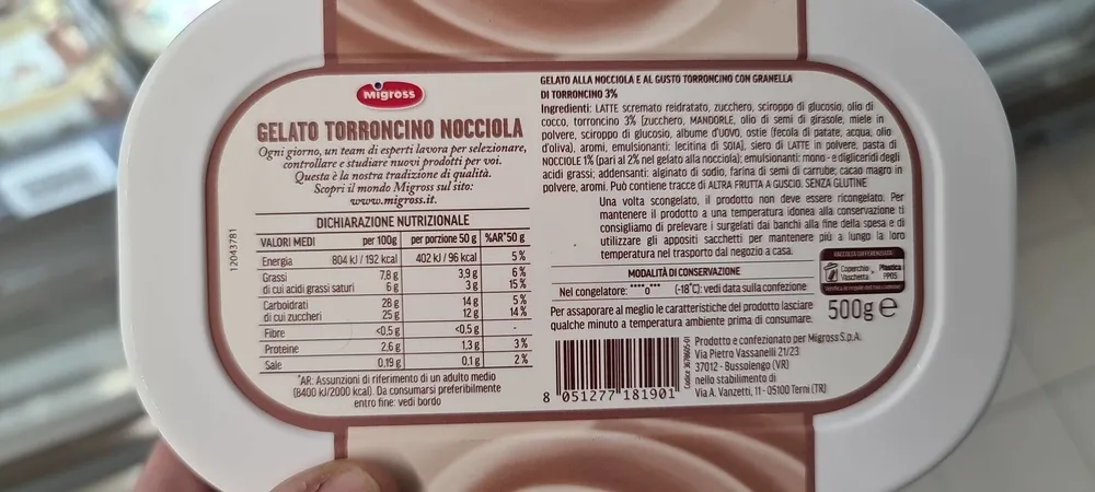 gelato torroncino e nocciola