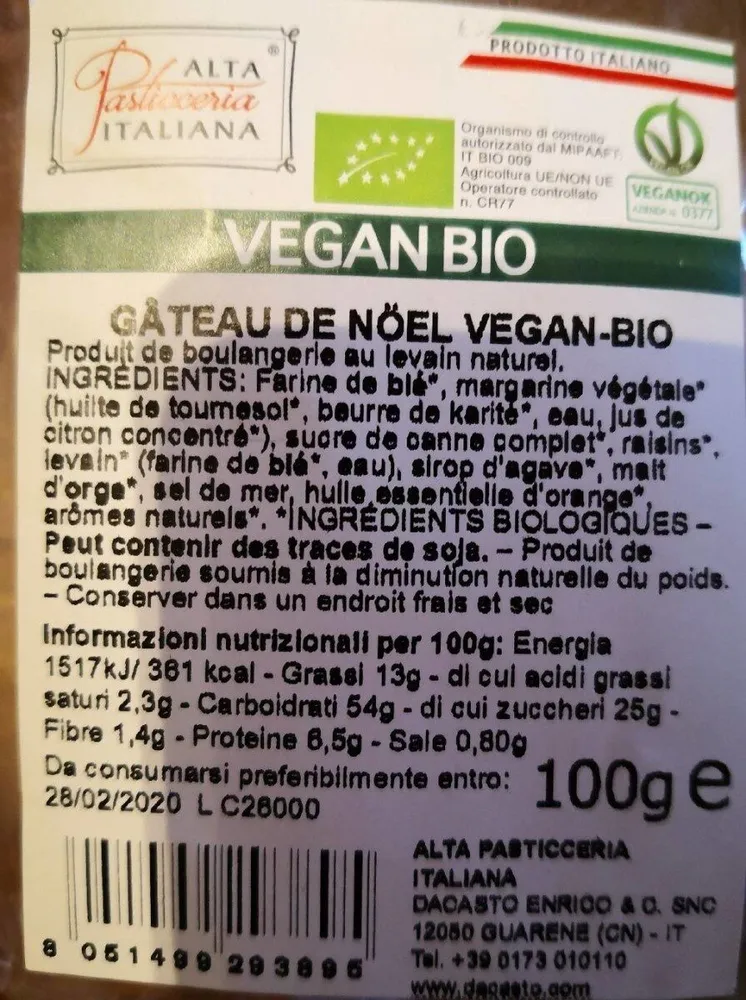 Gâteau de Noël vegan bio