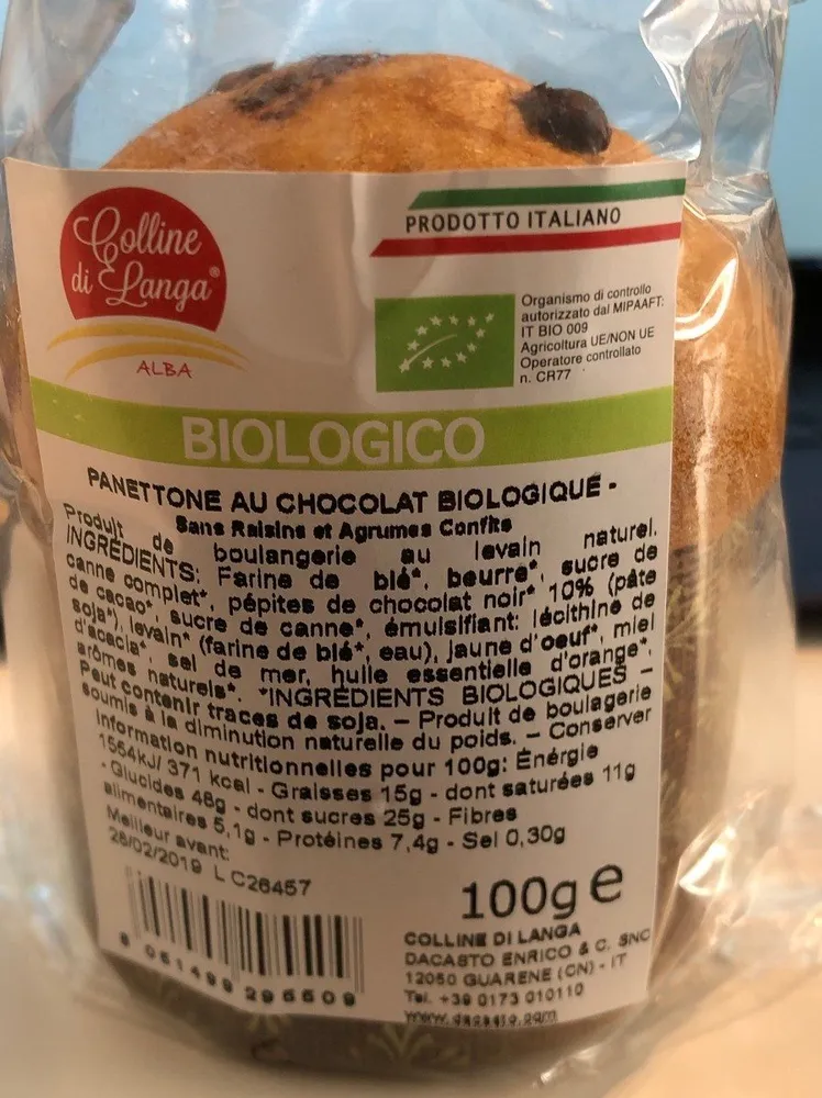 Panettone au chocolat biologique