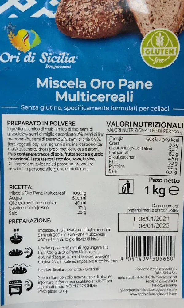 Miscela Oro Pane multicereali