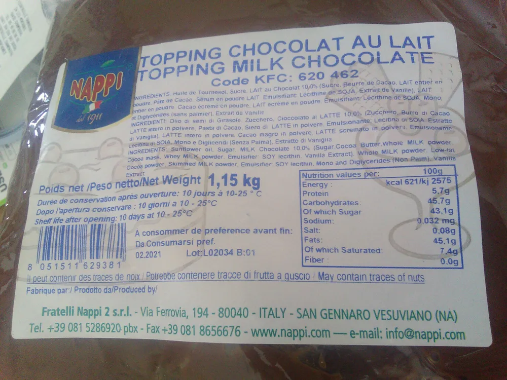 Topping Chocolat au lait