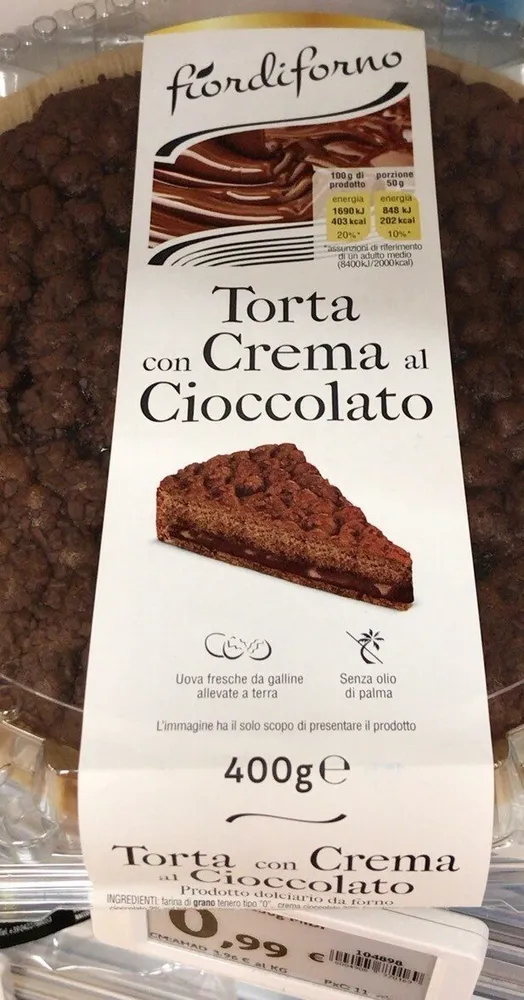 Torta con crema al cioccolato