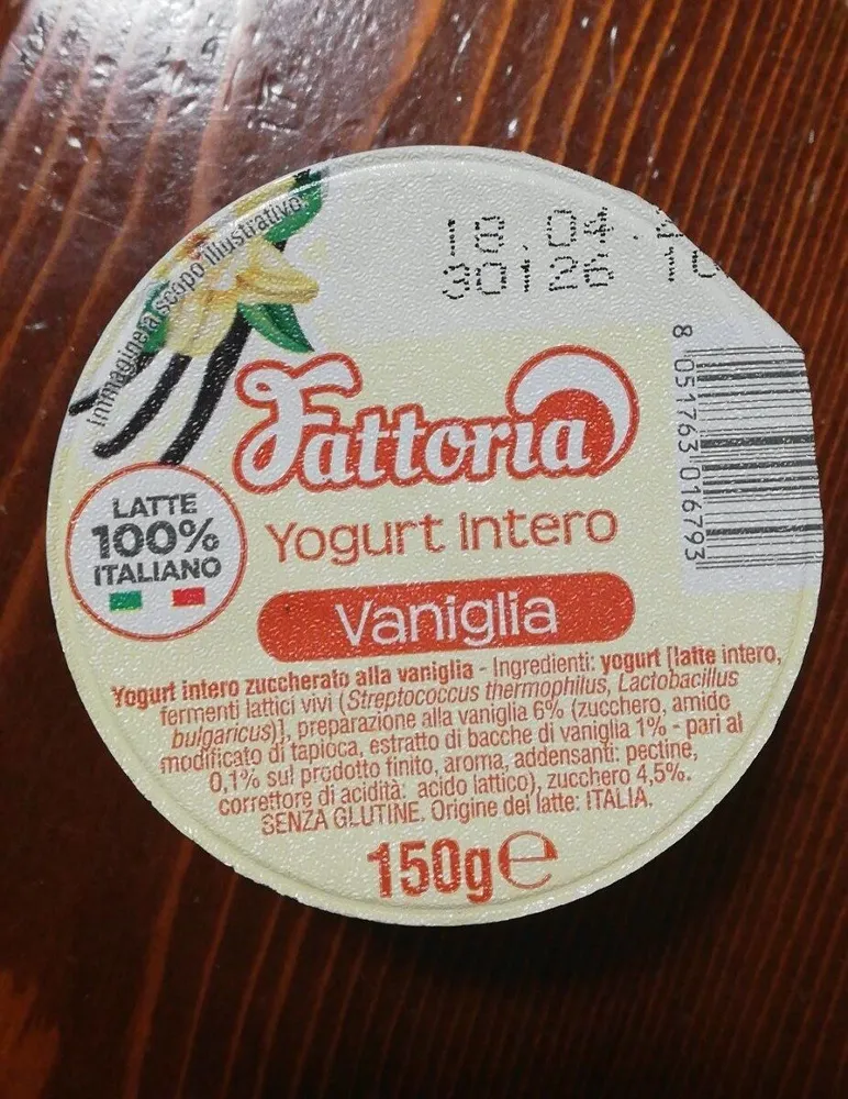 Yogurt intero vaniglia