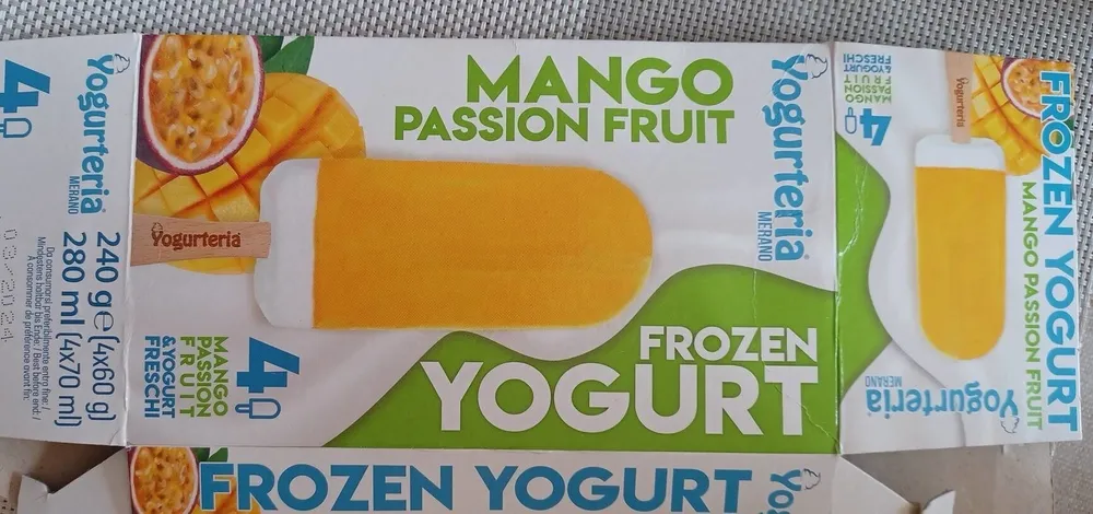 Frozen yogurt mango passion fruit
