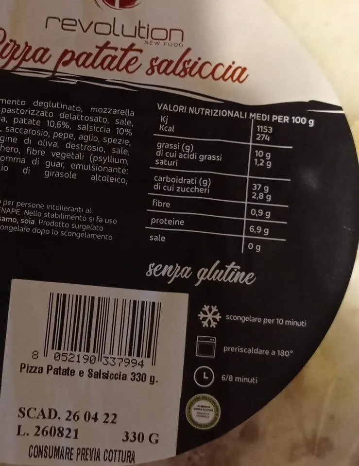 Pizza patate e salciccia senza glutine