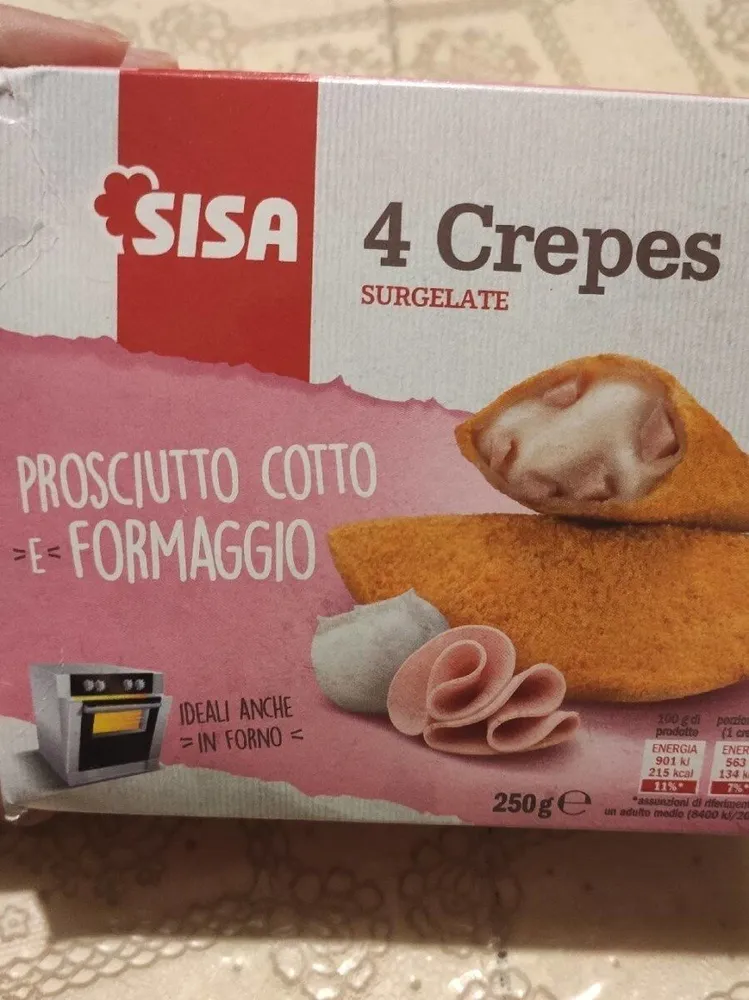Crepes surgelate prosciutto cotto e formaggio