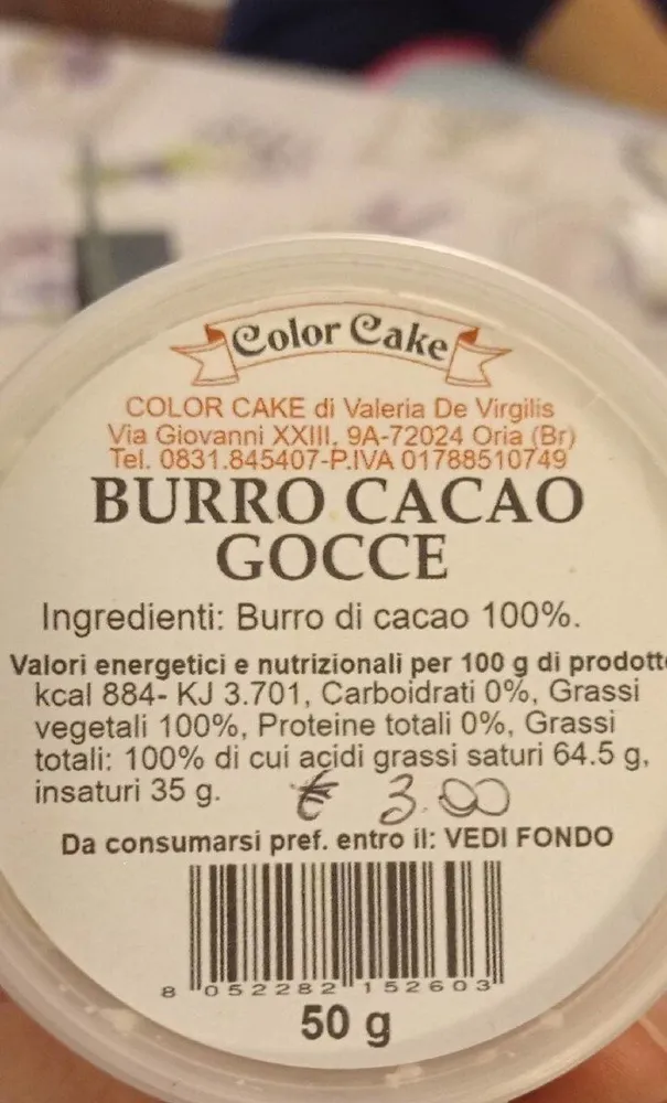 Burro cacao gocce