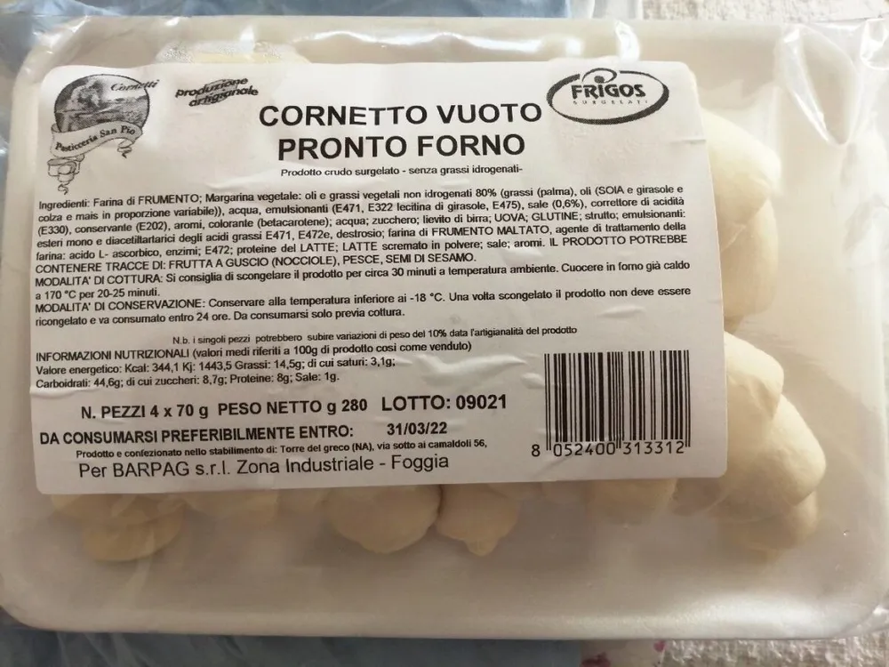 Cornetto vuoto pronto forno