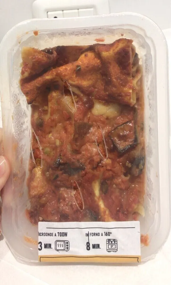 Lasagna datterini, bufala, piatacchio e melanzane