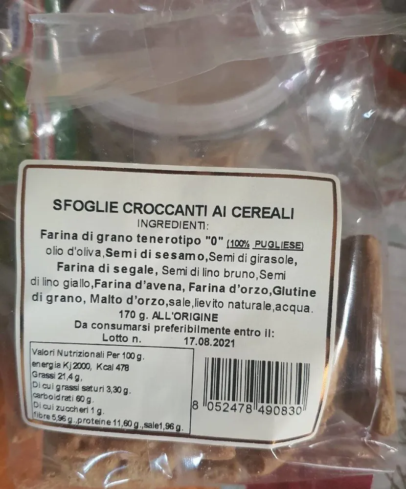 Sfoglie croccanti ai cereali