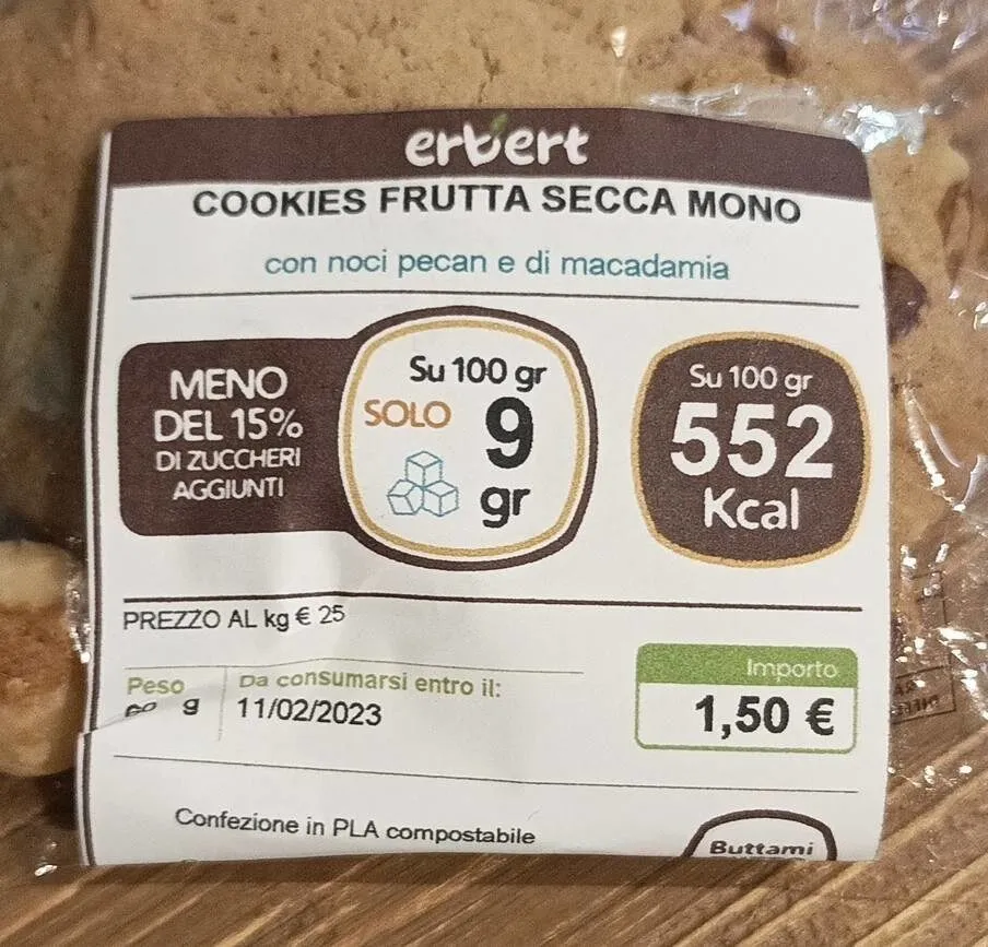 Cookies frutta secca mono