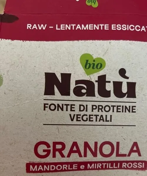 natù granola mandorle e mirtilli rossi
