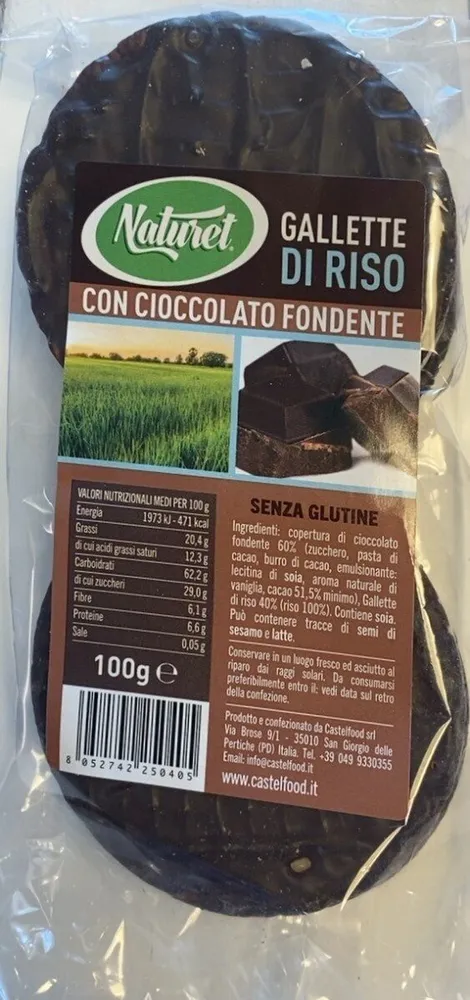 Gallette di riso con cioccolato fondente