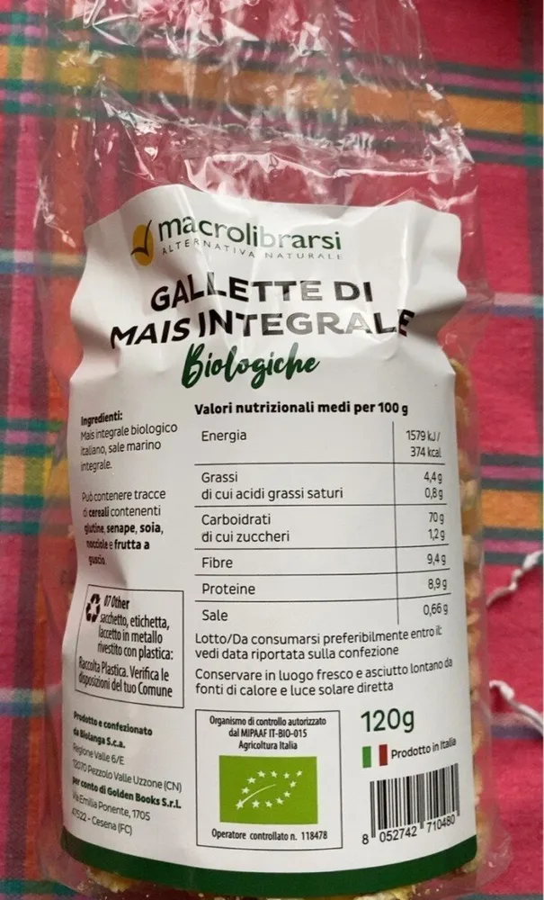 Gallette di mais integrale