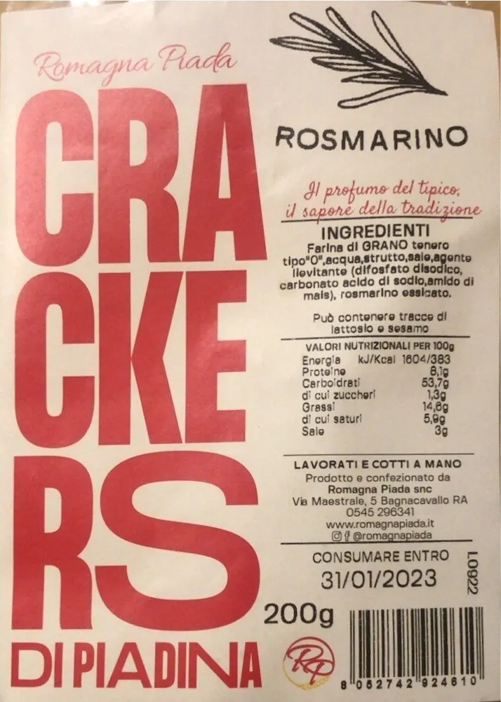 Crackers di piadina