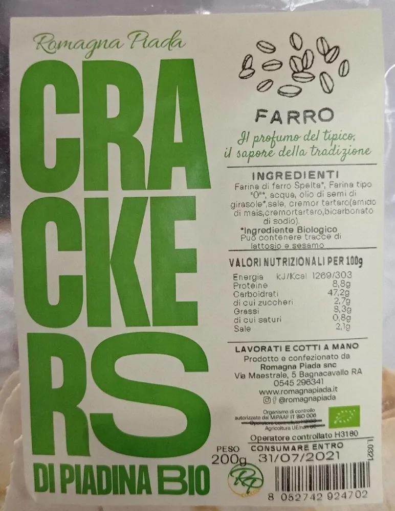Crackers di piadina bio